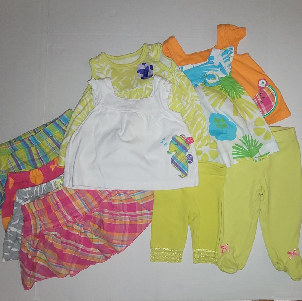 Carters 3 month Mix & Match polka dots sea horse watermelon floral plaid